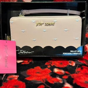Betsey Johnson Pink Heart Wallet with Removable Wristlet